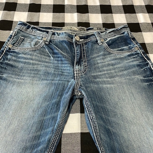 Buckle BKE TYSON Straight Leg Jeans Men's Size 33 x 33.5 Long Tall Thick Stitch - Picture 2 of 12